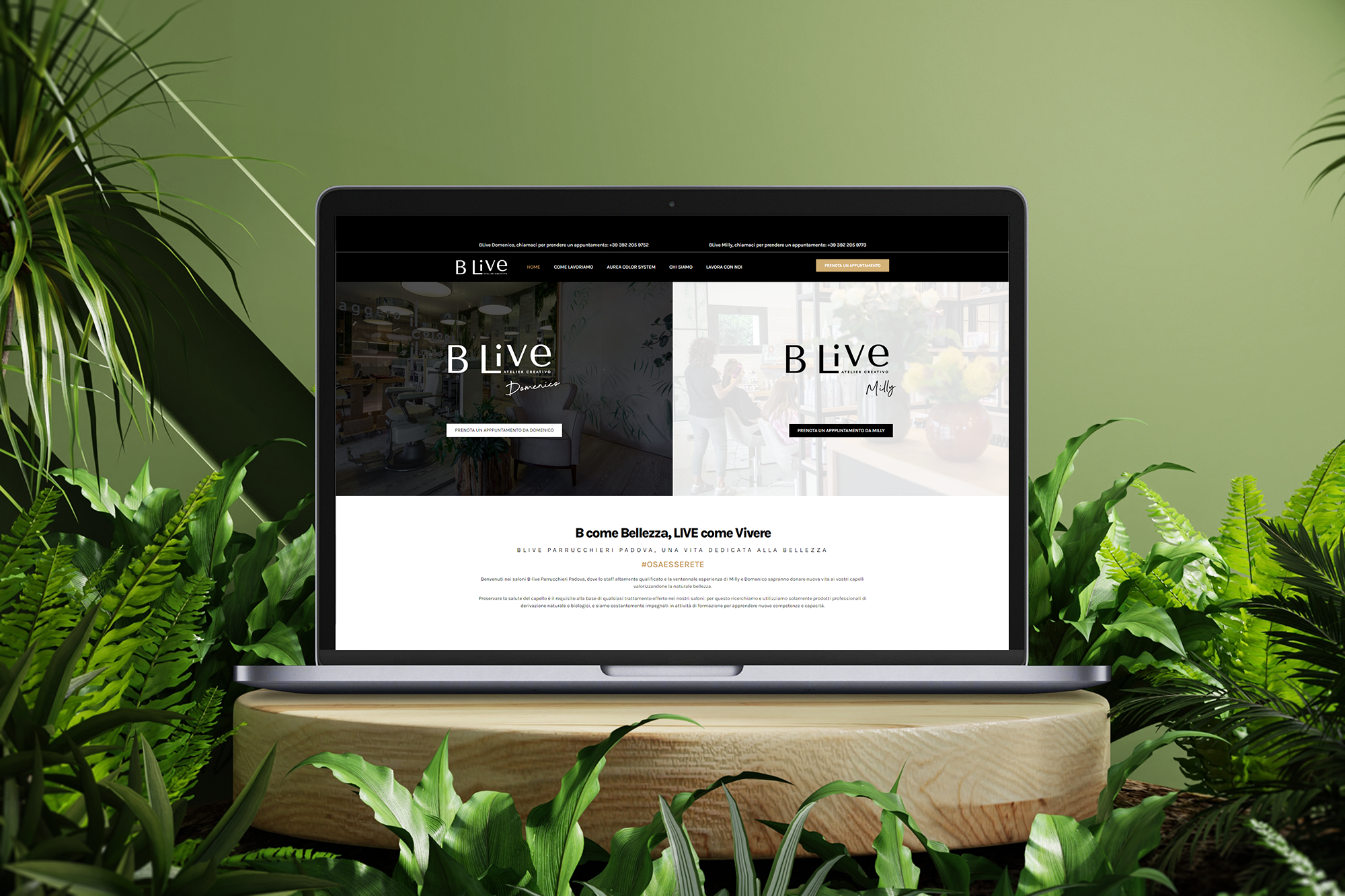 Blive, mockup sito web